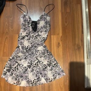 Urban Planet Black, White, and Purple Leopard Print Mini Dress